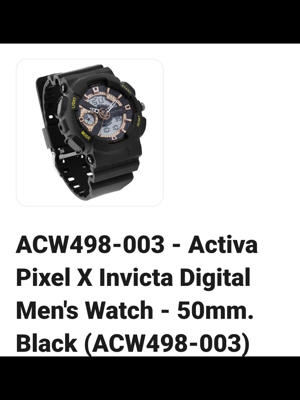 Invicta Black and Rose-Gold Digital Sport Watch